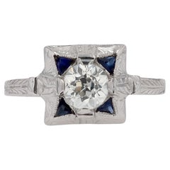 Bague de fiançailles Art déco vintage avec diamant géométrique de 0,65 carat