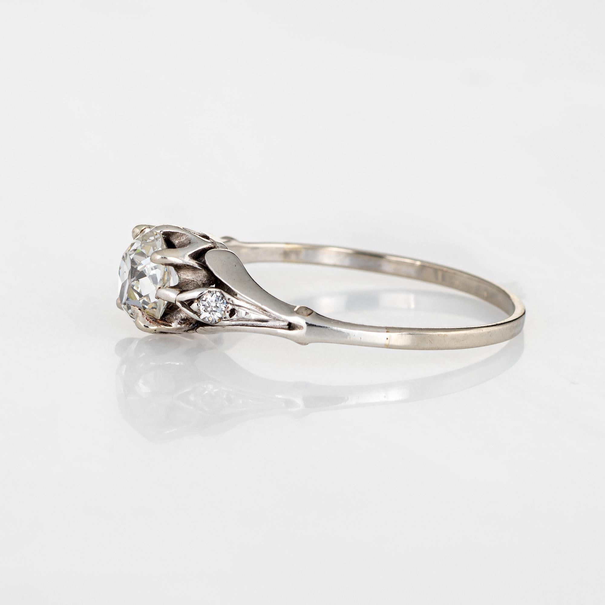 Vintage Art Déco Verlobungsring, 0,75 Karat Diamant, 10 Karat Weißgold (Art déco)