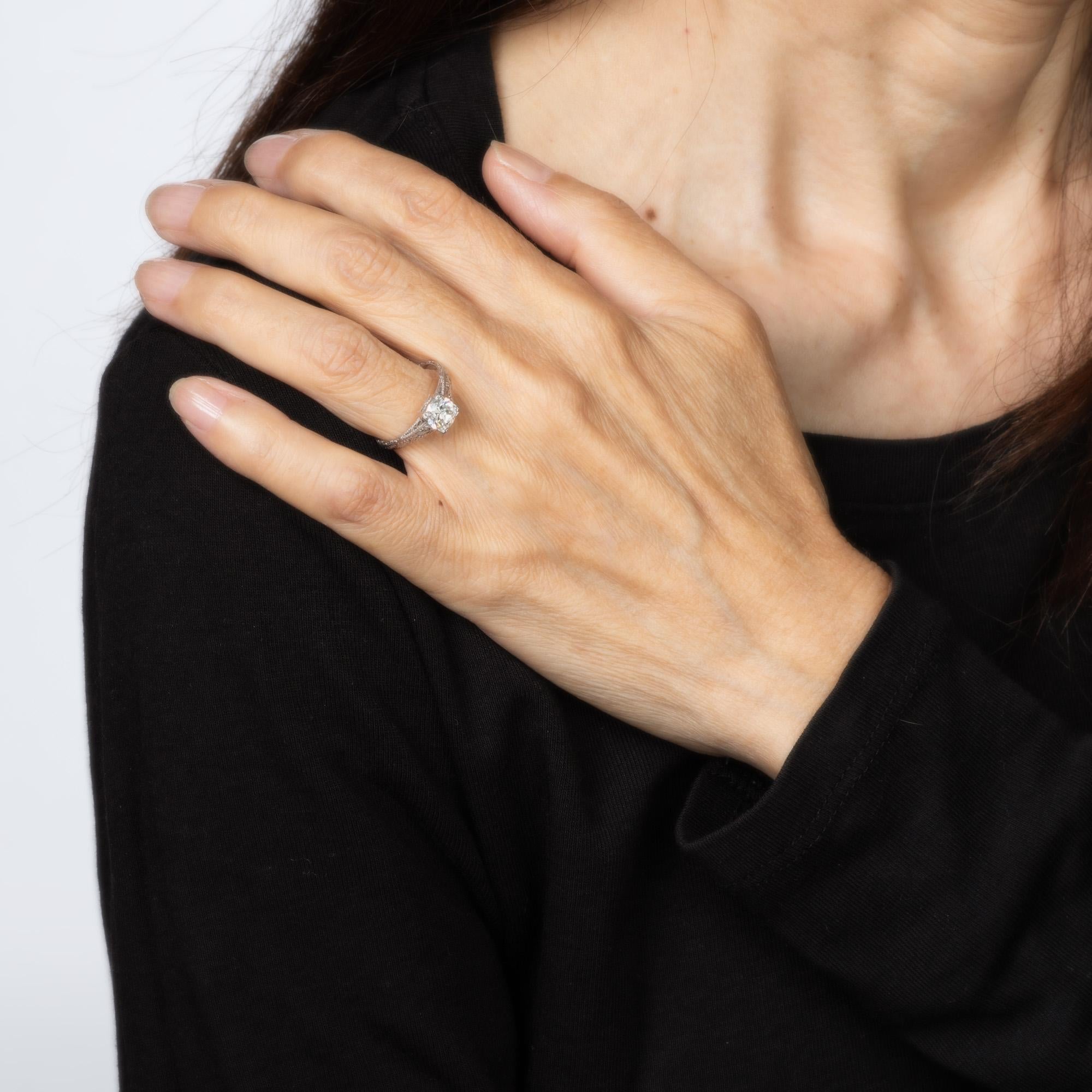 De las mujeres Vintage Art Deco 0.89ct Diamond Ring Sz 5.75 Platinum Engagement Bridal Jewelry en venta