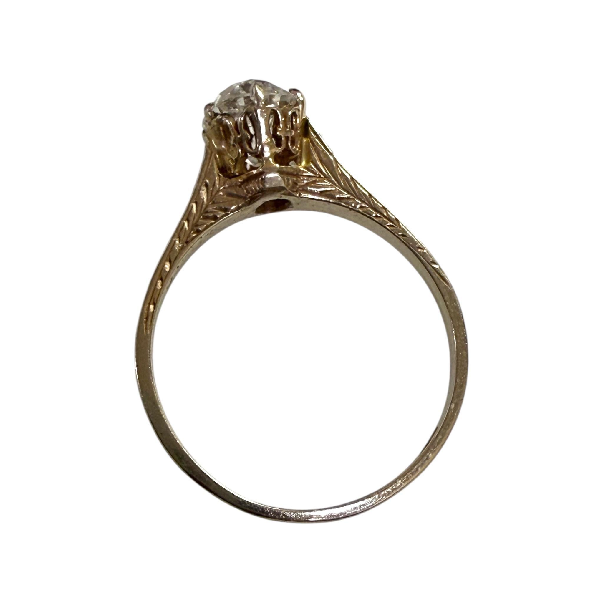 Vintage Art Deco 1 Carat Old Mine Cut Diamond Engagement Ring 14K White Gold For Sale 6