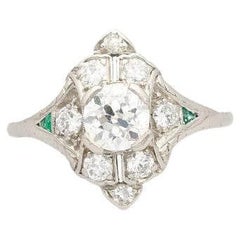 Vintage Art Deco 1cttw Old Euro Cut Diamond Ring in Platinum 900