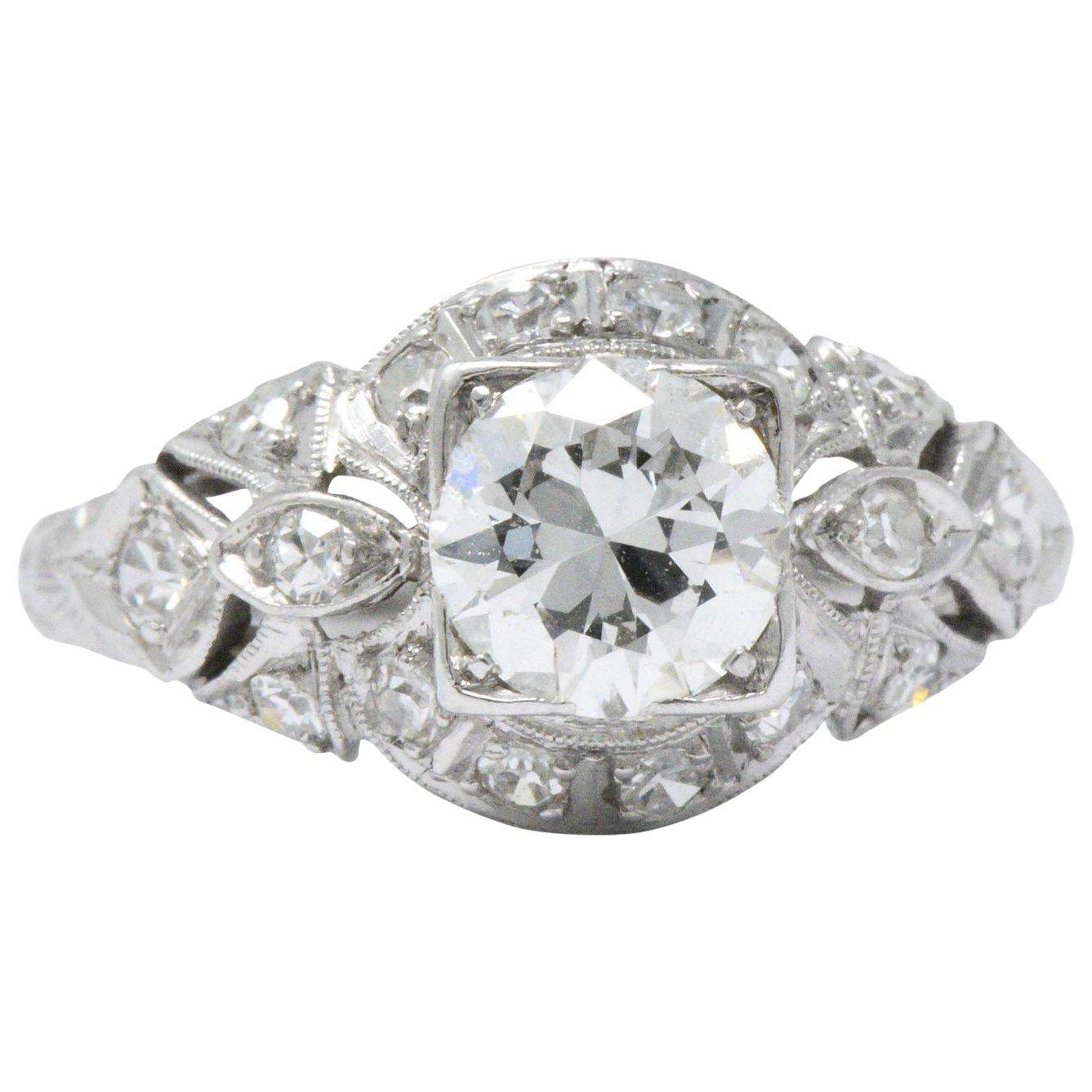 Vintage Art Deco 1.02 CTW Diamond Platinum Alternative Engagement Ring