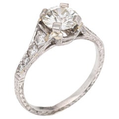 Antique Art Deco 1.10ct Diamond Engagement Ring Platinum Estate Jewelry 5.25