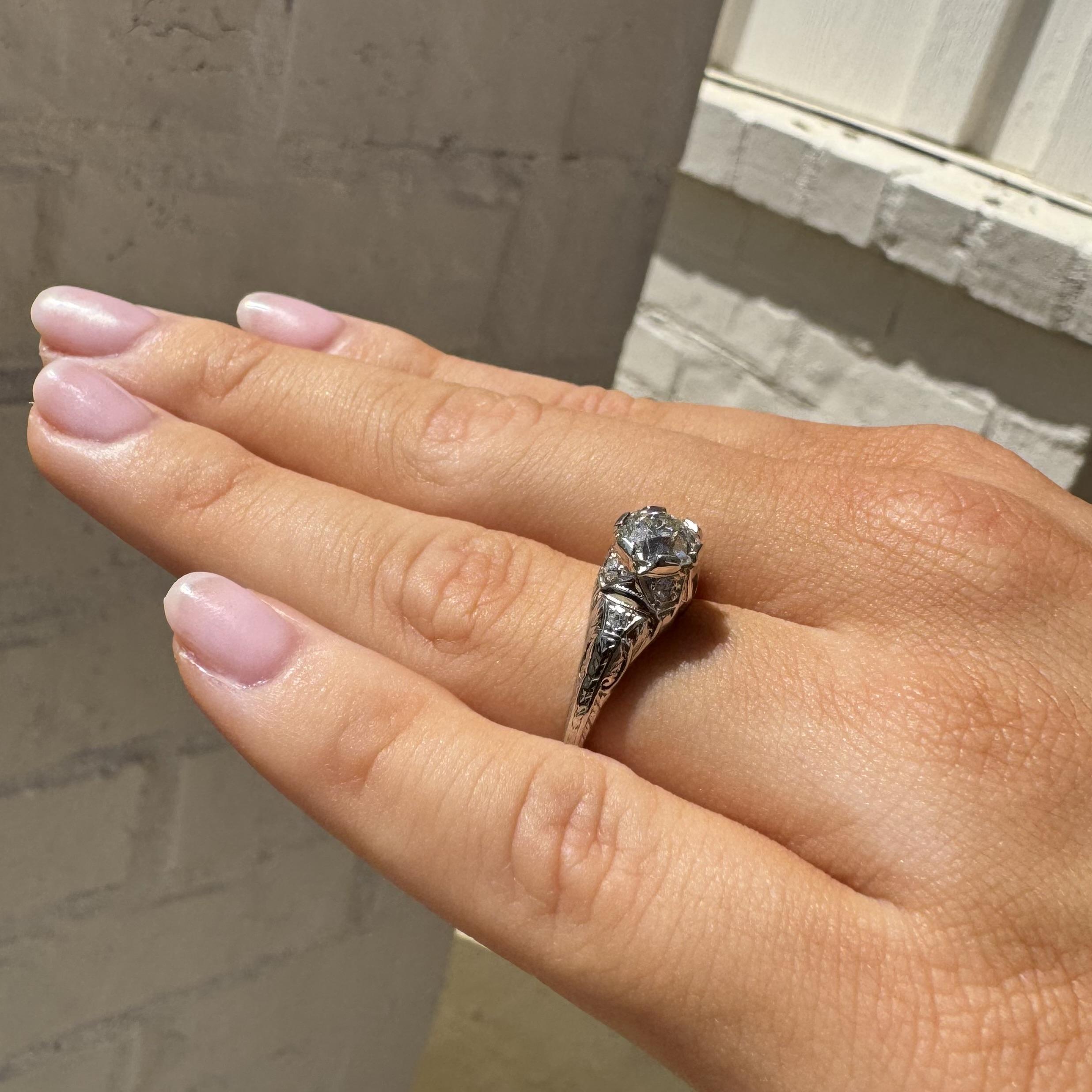 Verlobungsring Vintage Art Deco 1,19 Karat Diamant im alten Minenschliff im Vintage-Stil (Alteuropäischer Brillantschliff) im Angebot
