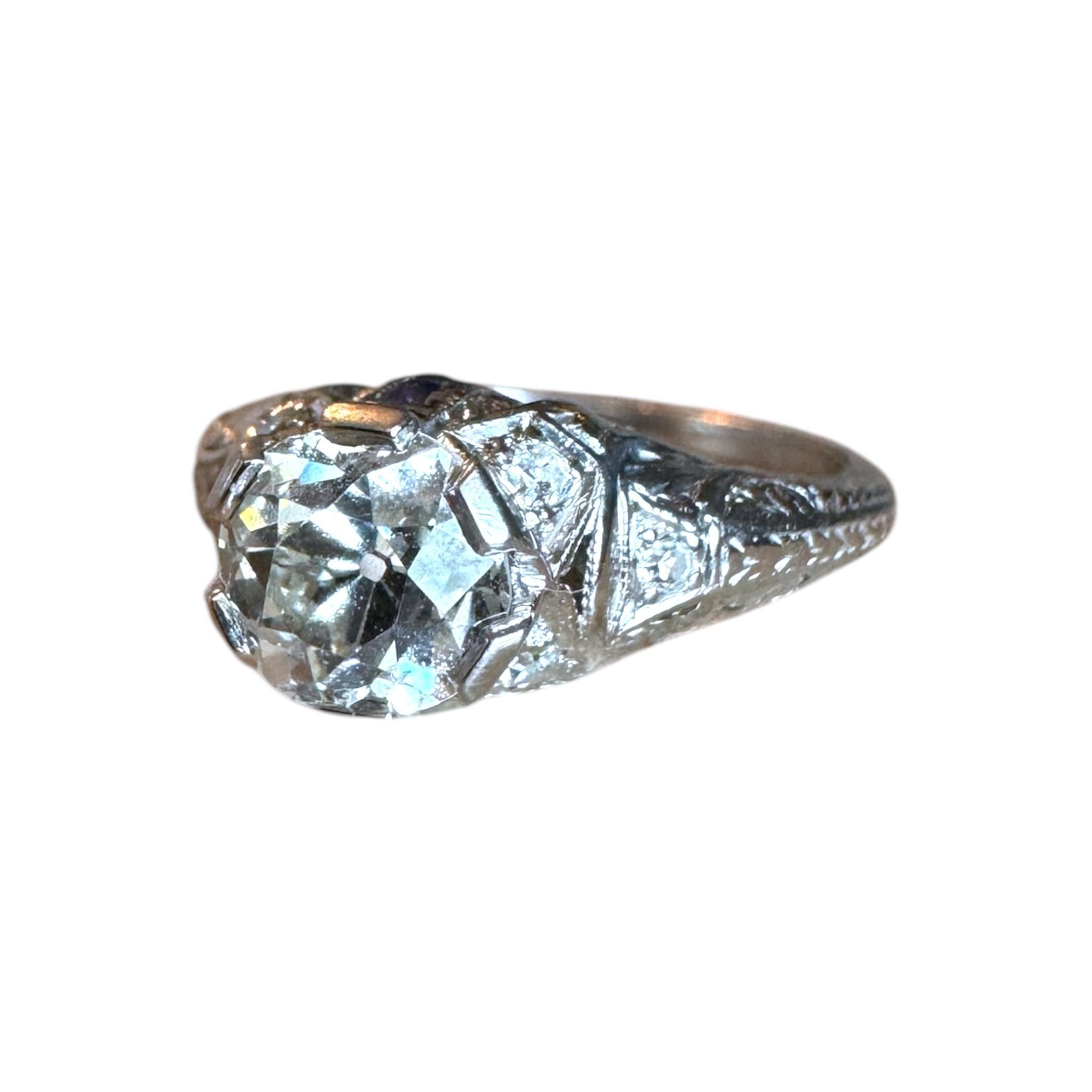 Verlobungsring Vintage Art Deco 1,19 Karat Diamant im alten Minenschliff im Vintage-Stil Damen im Angebot