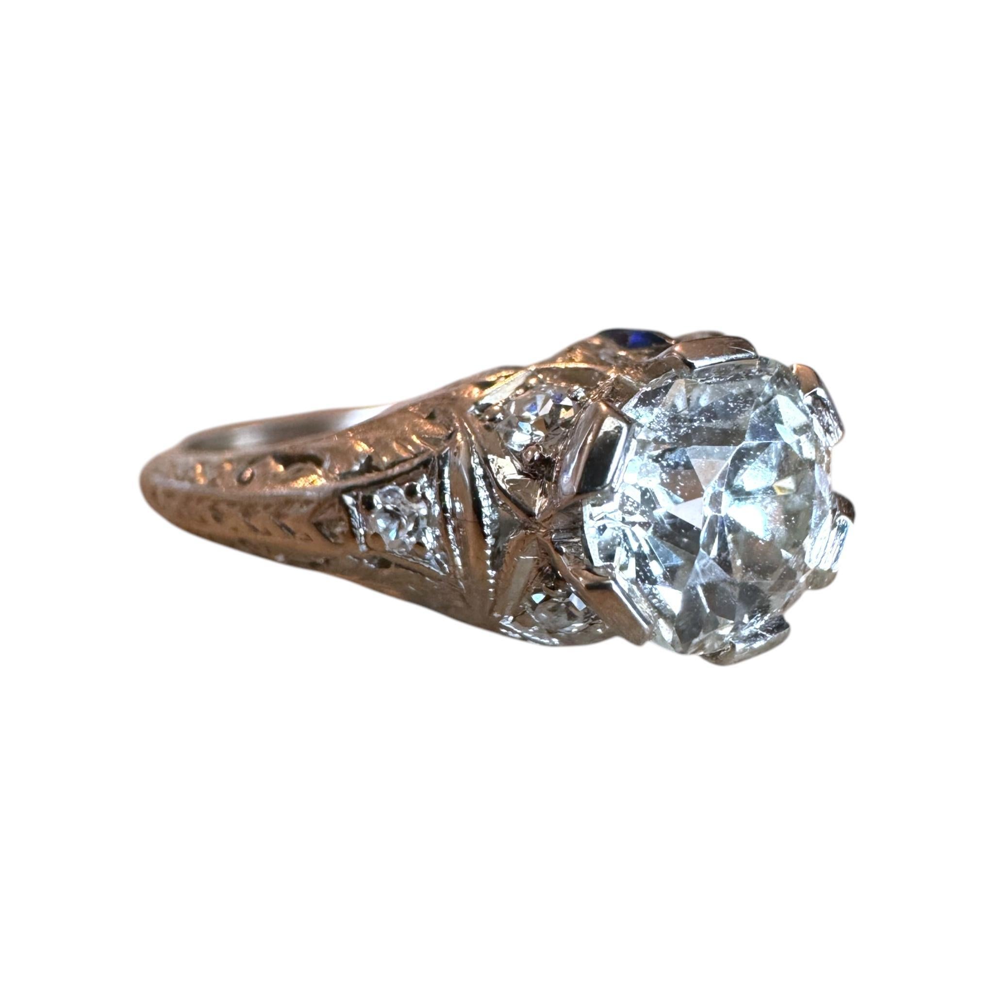 Verlobungsring Vintage Art Deco 1,19 Karat Diamant im alten Minenschliff im Vintage-Stil im Angebot 1