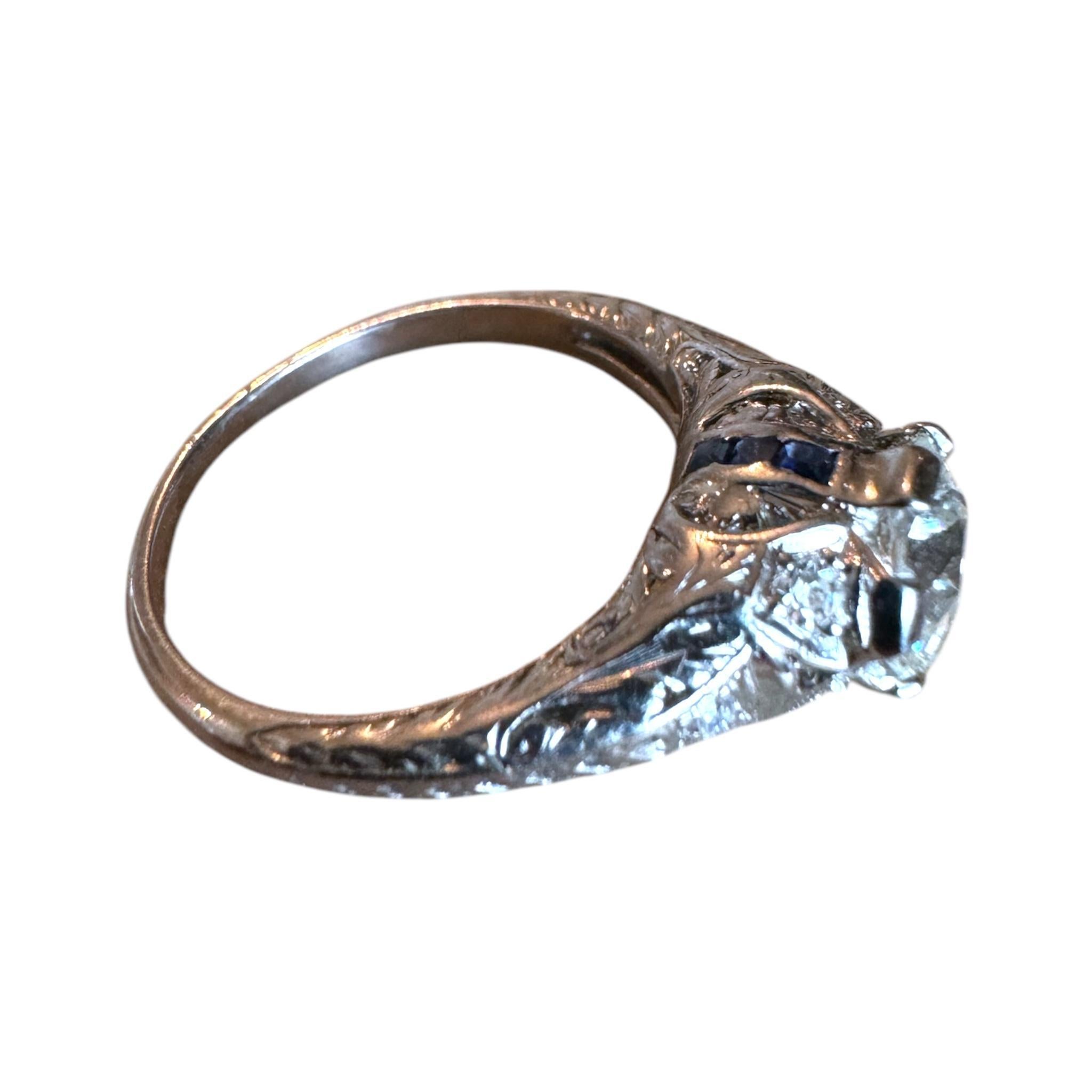 Verlobungsring Vintage Art Deco 1,19 Karat Diamant im alten Minenschliff im Vintage-Stil im Angebot 3