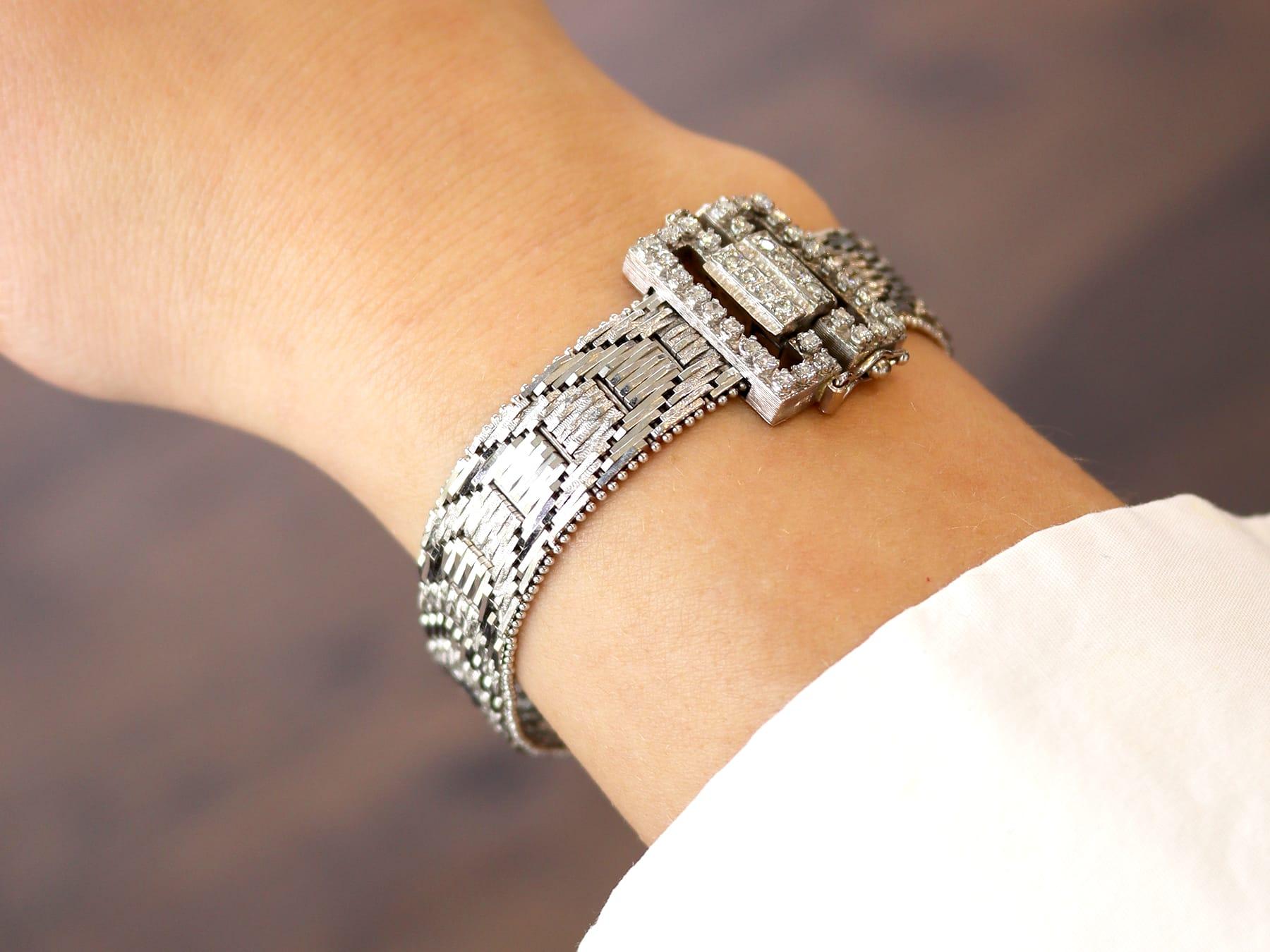 Art déco Bracelet Vintage Art of Vintage 1.20 Carat Diamond and 18k White Gold Circa 1940 en vente