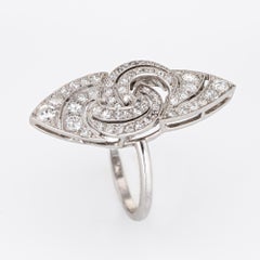 Vintage Art Deco 1.25ct Diamond Ring Platinum 14k White Gold Navette Sz 6