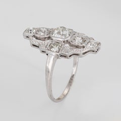 Vintage Art Deco 1.30ct Diamond Ring Sz 6 Platinum Cocktail Fine Estate Jewelry