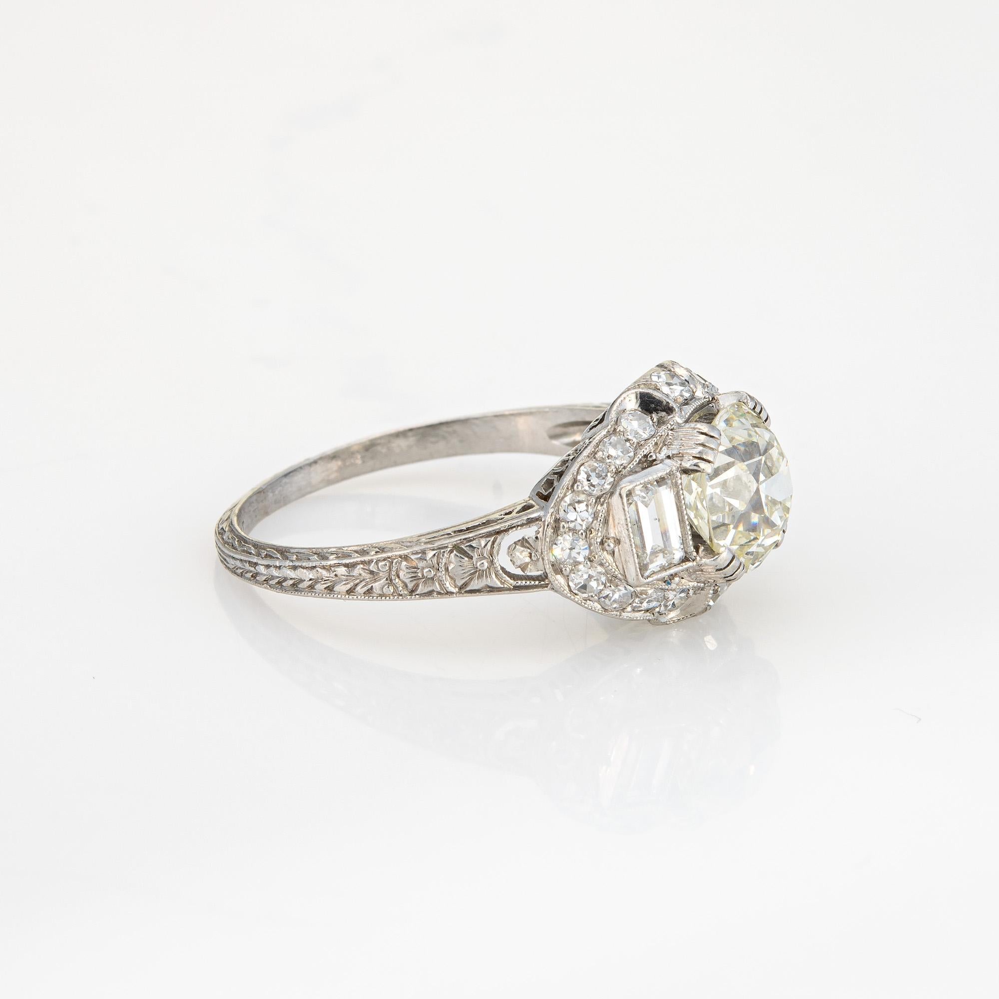 Old European Cut Vintage Art Deco 1.35ct Diamond Ring Engagement Platinum Sz 7 Bridal Jewelry