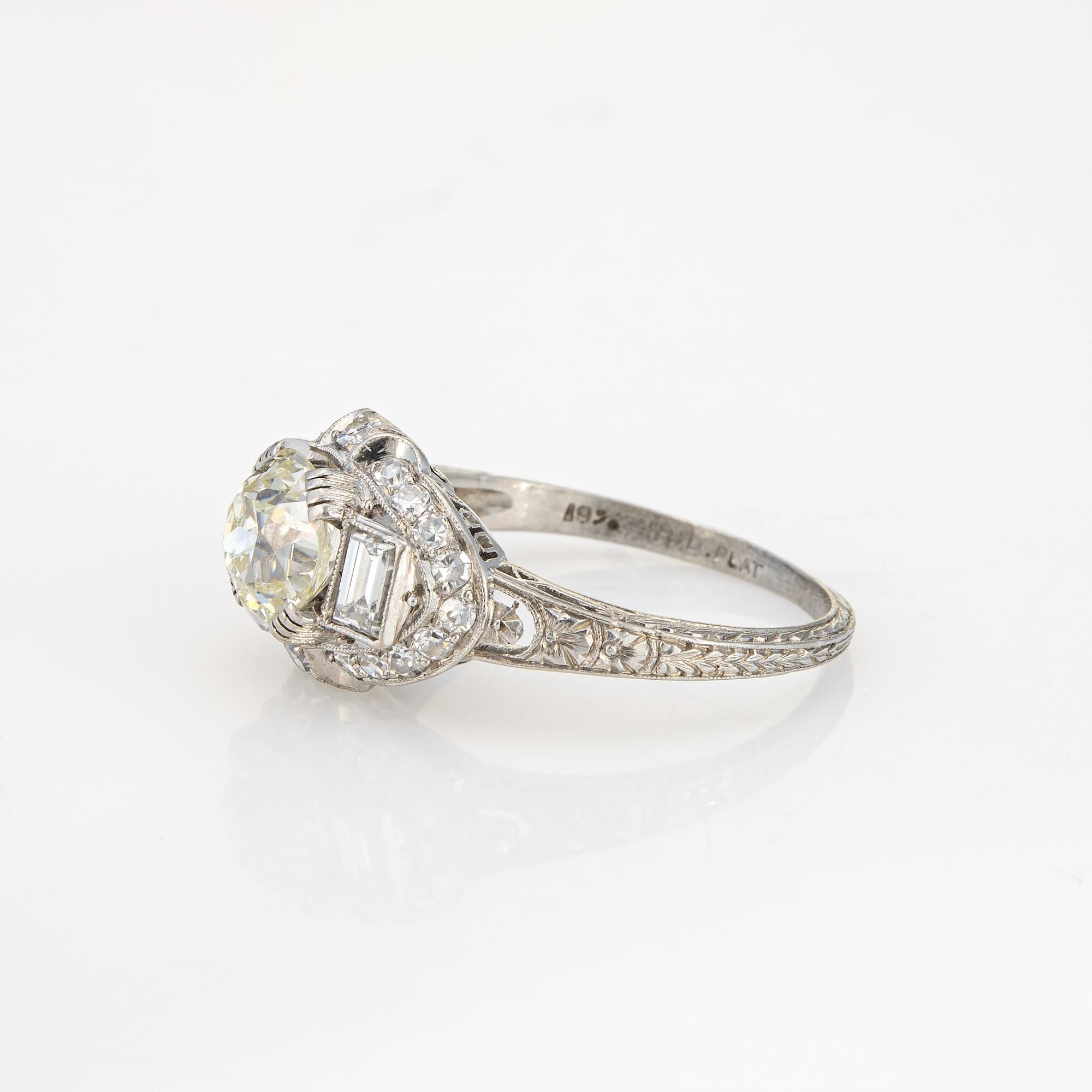 Vintage Art Deco 1.35ct Diamond Ring Engagement Platinum Sz 7 Bridal Jewelry In Good Condition In Torrance, CA