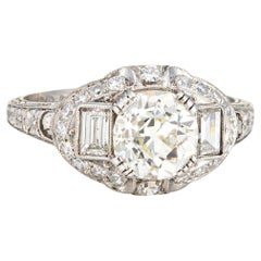 Vintage Art Deco 1.35ct Diamond Ring Engagement Platinum Sz 7 Bridal Jewelry