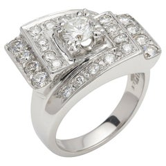Vintage art deco 14 Karat White Gold Diamond Cluster Ring Natural Diamonds