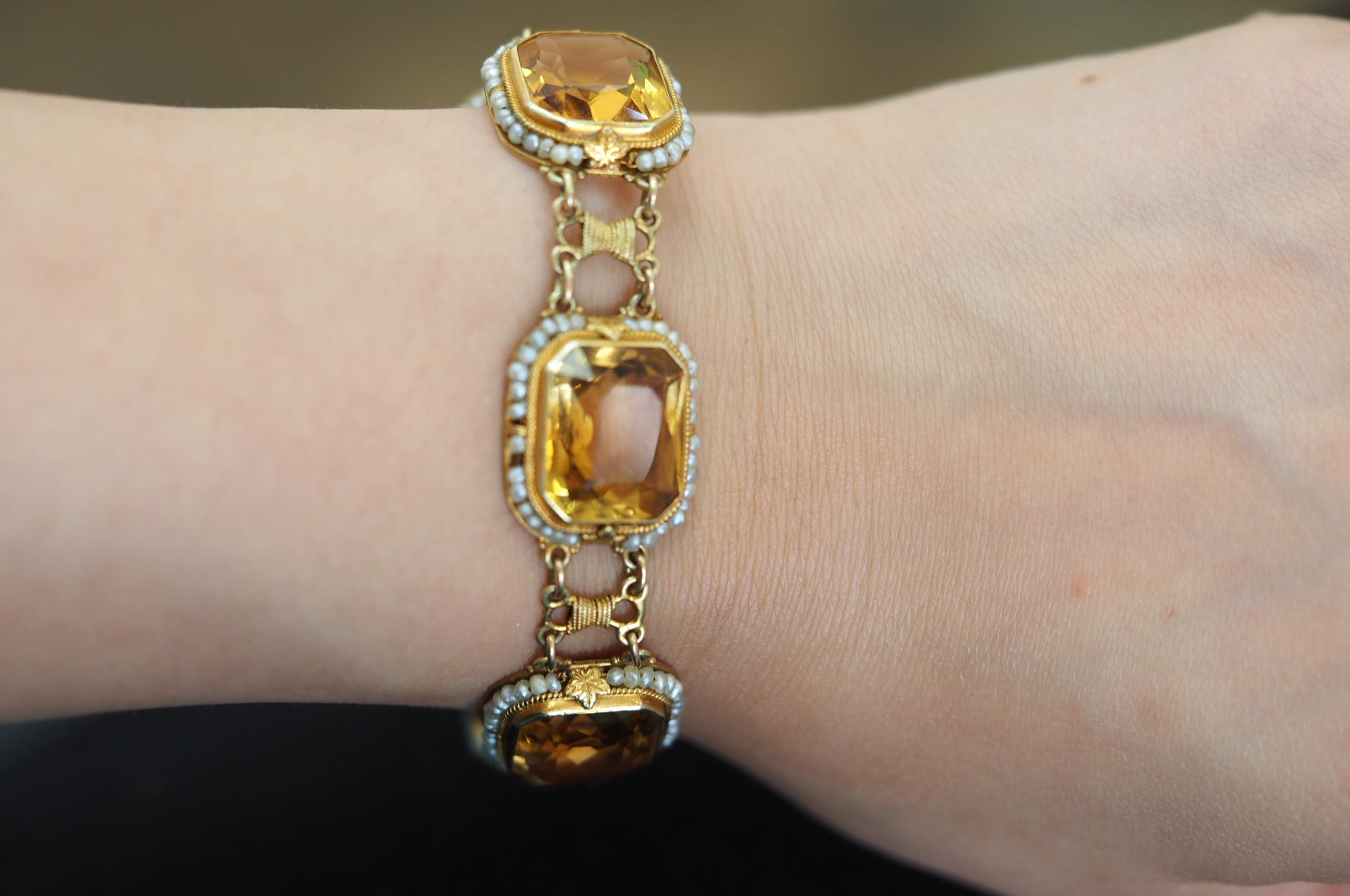 Vintage 14 Karat Yellow Gold 46.62 Carat Citrine Bracelet 1