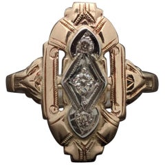 Antique Art Deco 14 Karat Yellow Gold with Diamonds