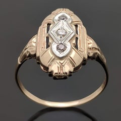 Vintage Art Deco 14 Karat Yellow Gold with Diamonds