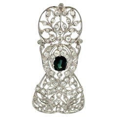 Vintage Art Deco 1.50 Carat Sapphire and Diamond Platinum Estate Fine Pendant