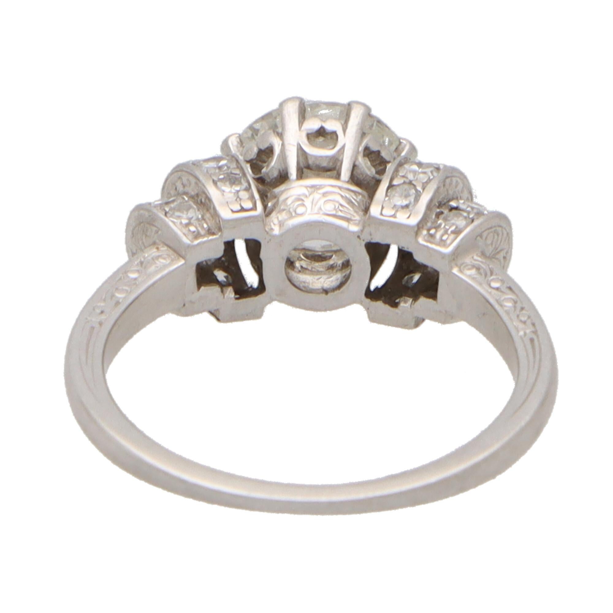 Vintage Art Deco 1.51ct Old European Cut Diamond Ring Set in Platinum For Sale 1