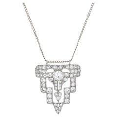Vintage Art Deco 1.65ct Diamond Platinum Pendant Necklace Fine Jewelry