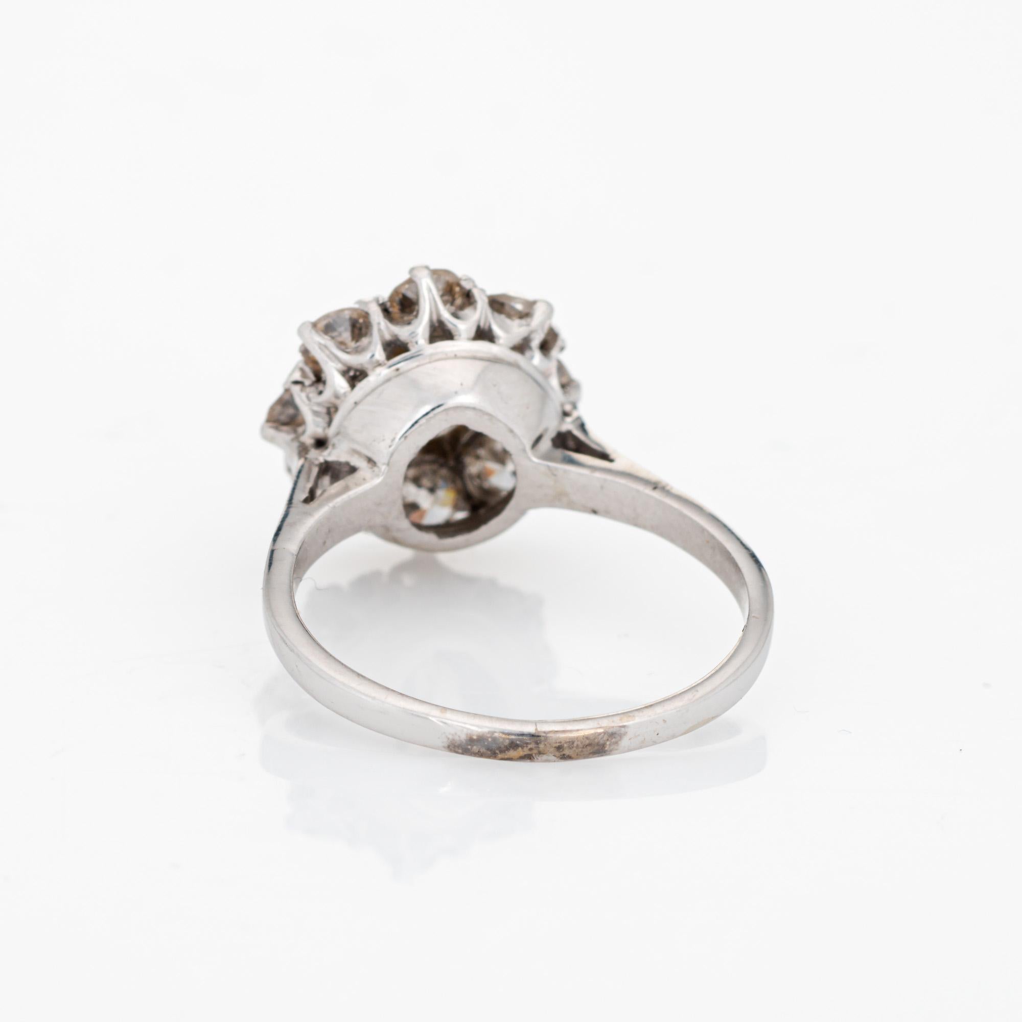Women's Vintage Art Deco 1.70ct Diamond Ring Cluster 14k Gold Halo Engagement Bridal For Sale