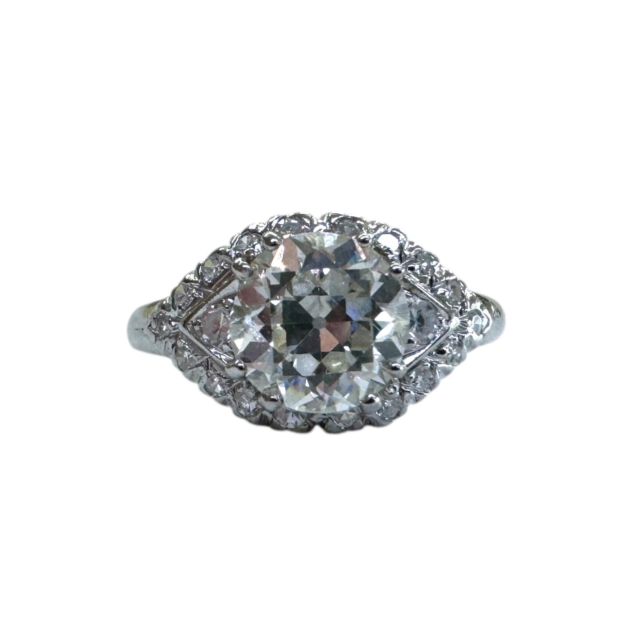 Vintage Art Deco 1,73 Karat Platin Verlobungsring GIA, Vintage Damen