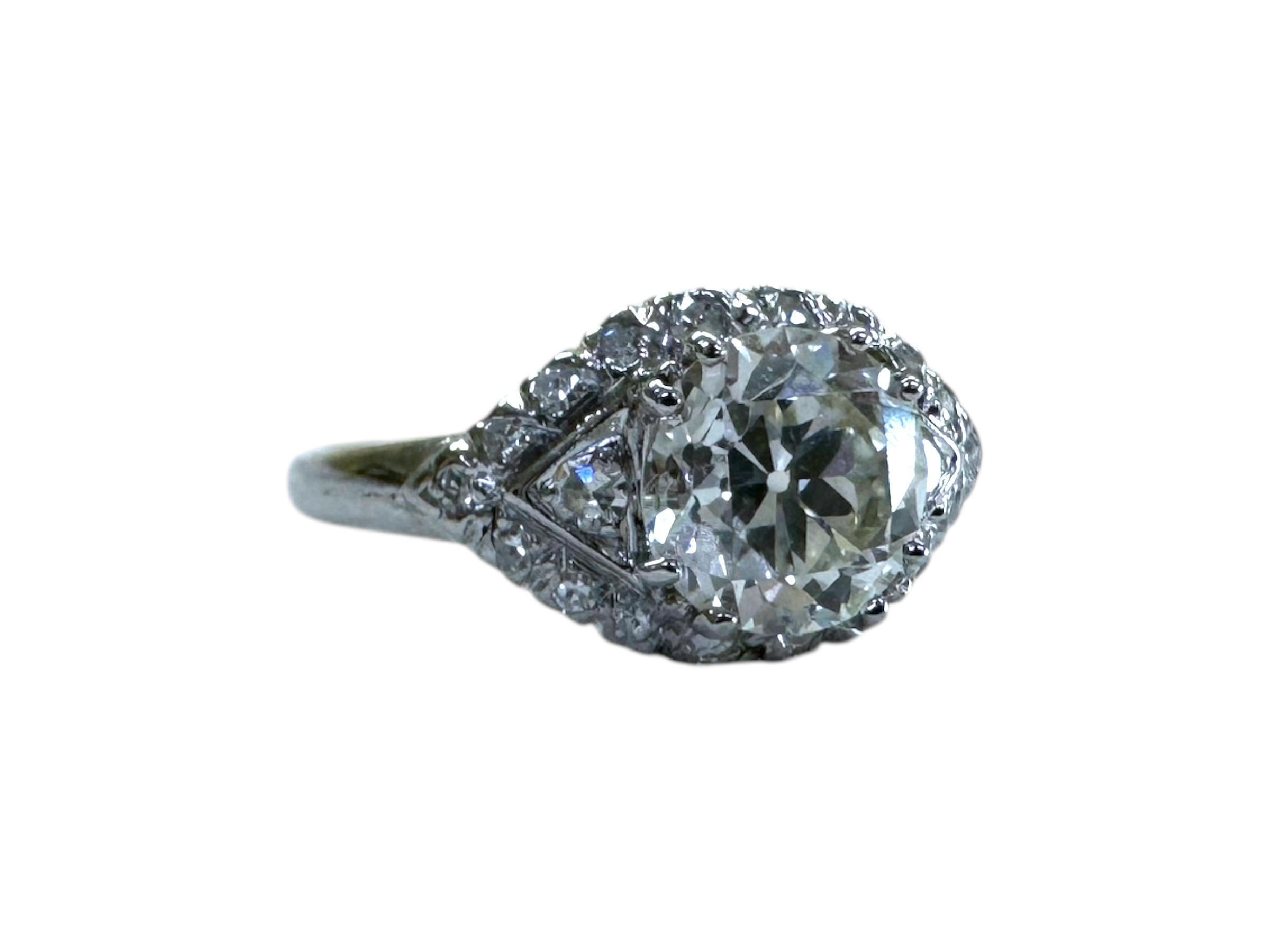 Vintage Art Deco 1,73 Karat Platin Verlobungsring GIA, Vintage 1