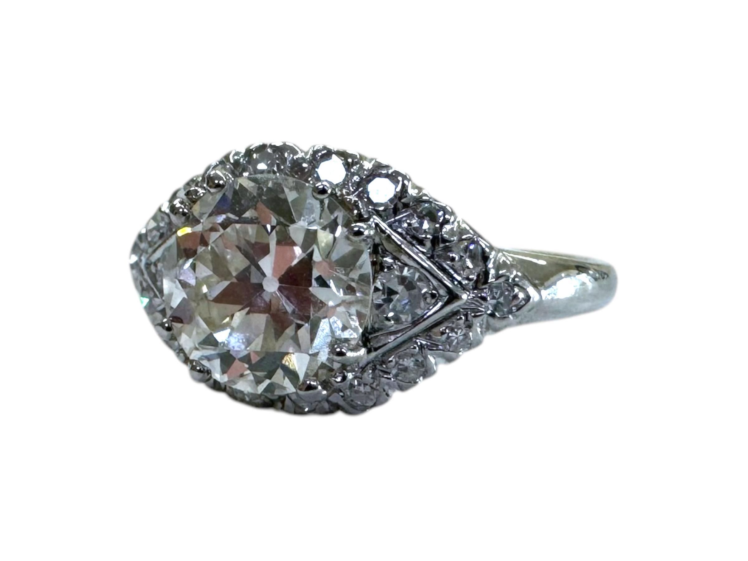 Vintage Art Deco 1,73 Karat Platin Verlobungsring GIA, Vintage 2
