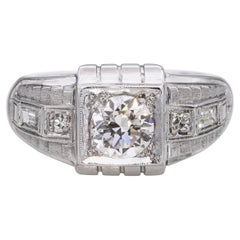 Vintage Art of Vintage 17k White Gold Old Euro Cut 1.01tcw H Si1 Diamond Ring