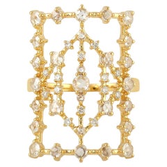 Vintage Art Deco 18KT Gold & Rose-Cut Diamond Statement Shield Ring