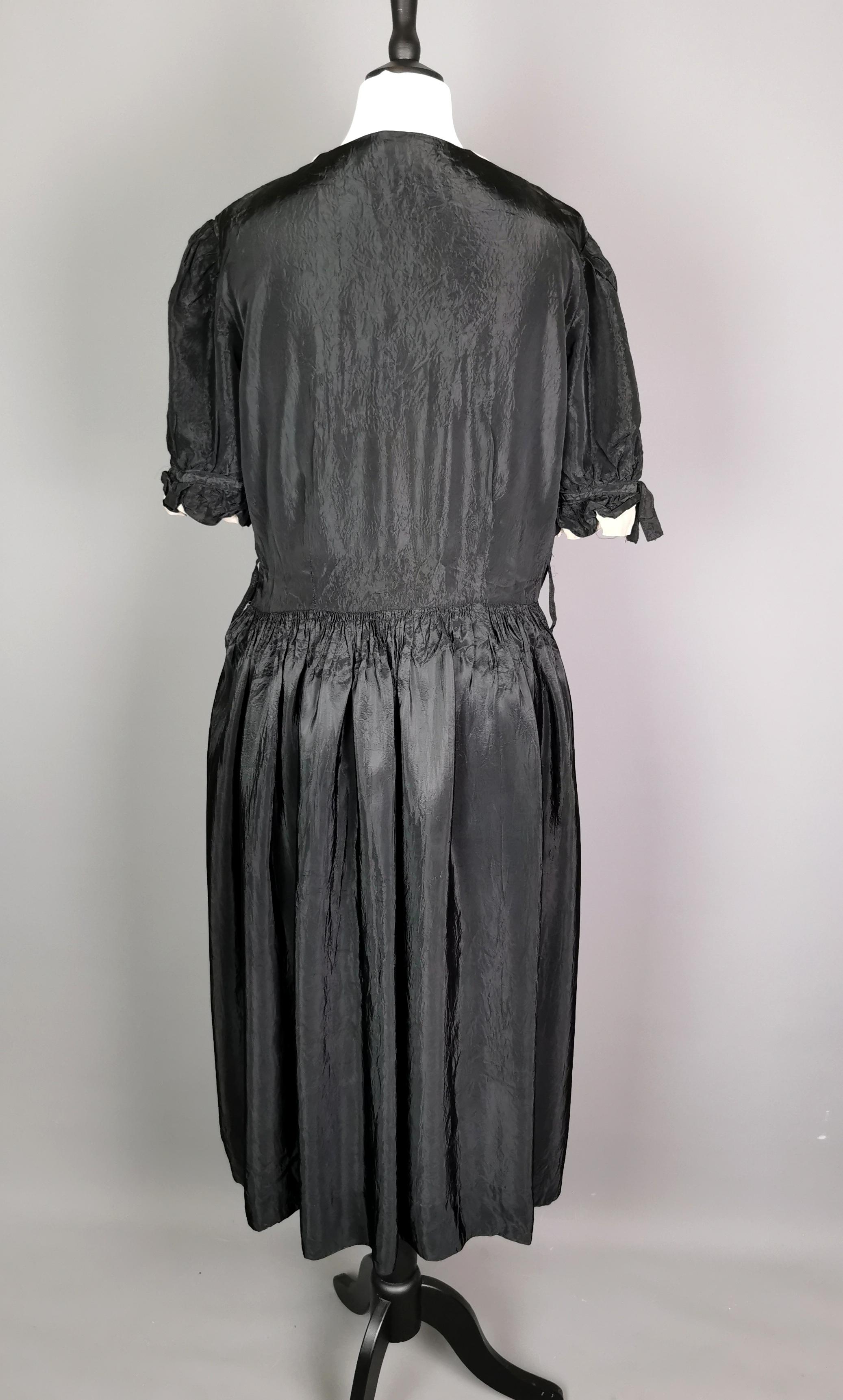Vintage Art Deco 1920s Black taffeta dress, Faytex  8