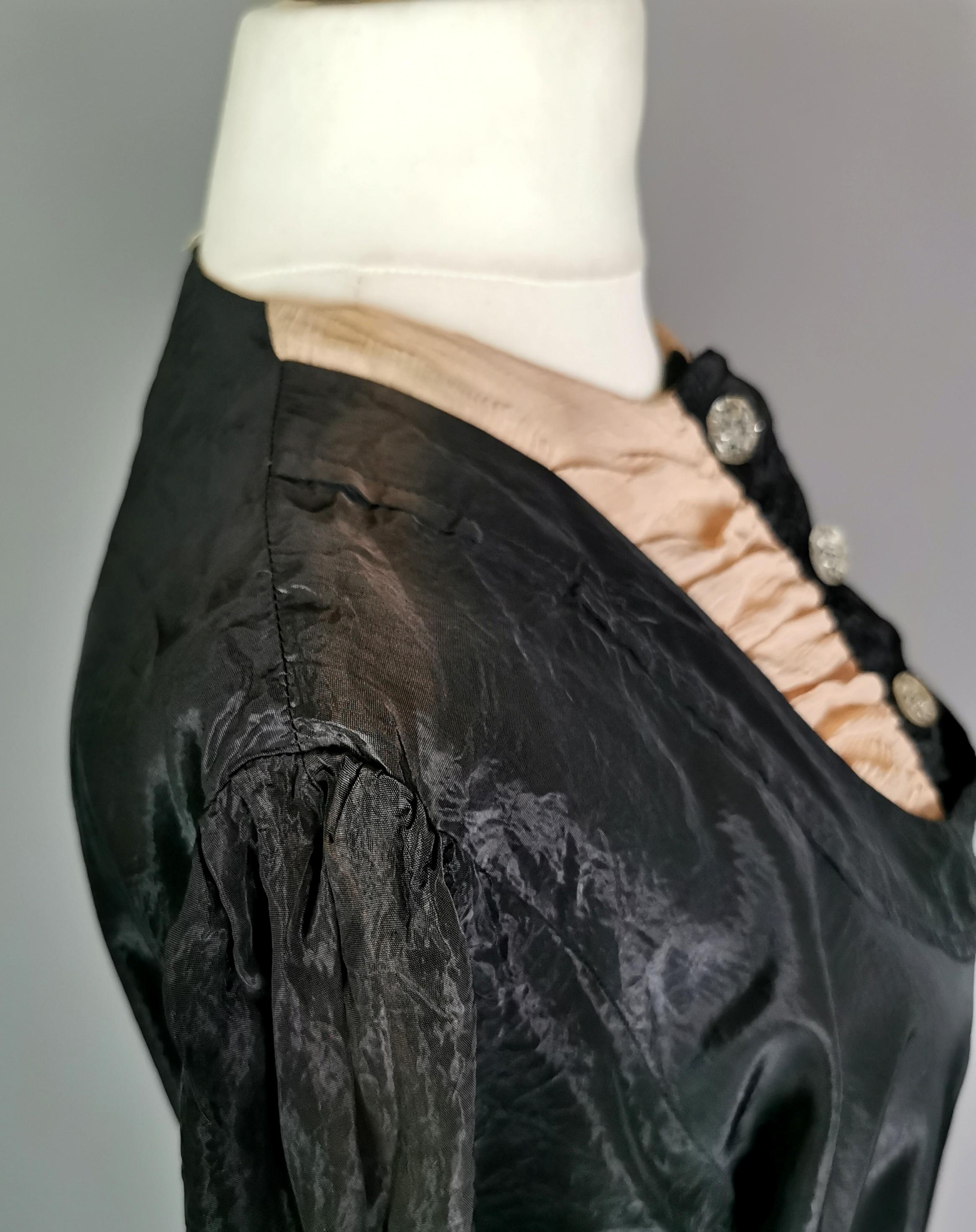 Vintage Art Deco 1920s Black taffeta dress, Faytex  10