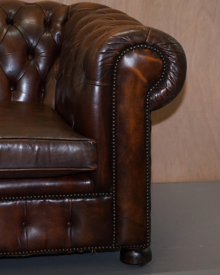 Vintage Art Deco 1920s Brown Leather Hand Dyed Coil Sprung Chesterfield ...