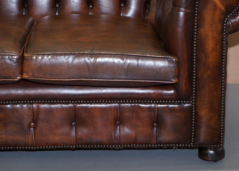 Vintage Art Deco 1920s Brown Leather Hand Dyed Coil Sprung Chesterfield ...