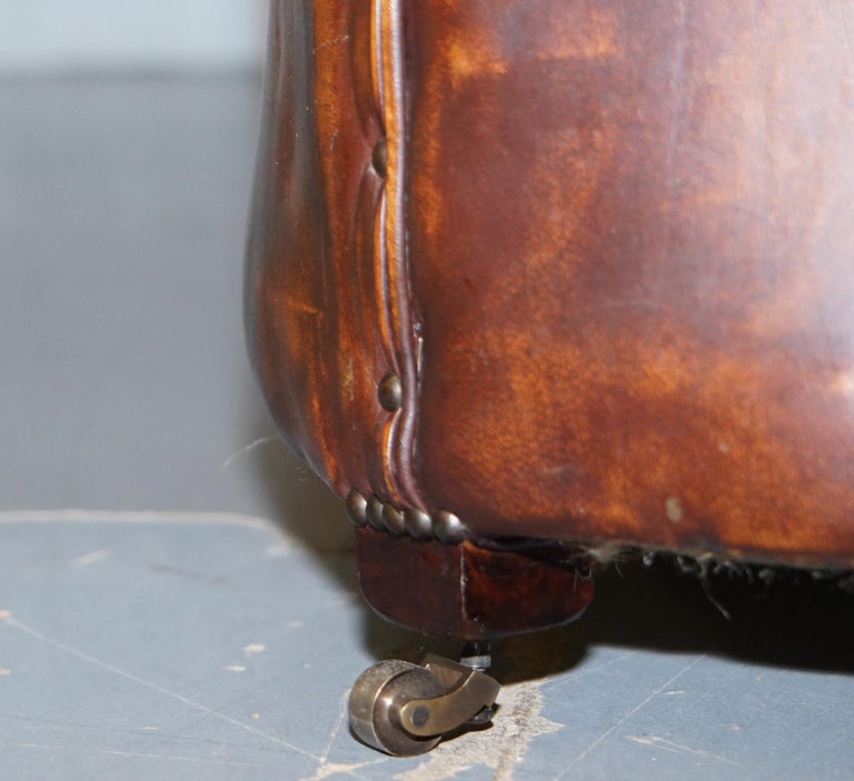 Vintage Art Deco 1920s Brown Leather Hand Dyed Coil Sprung Chesterfield ...