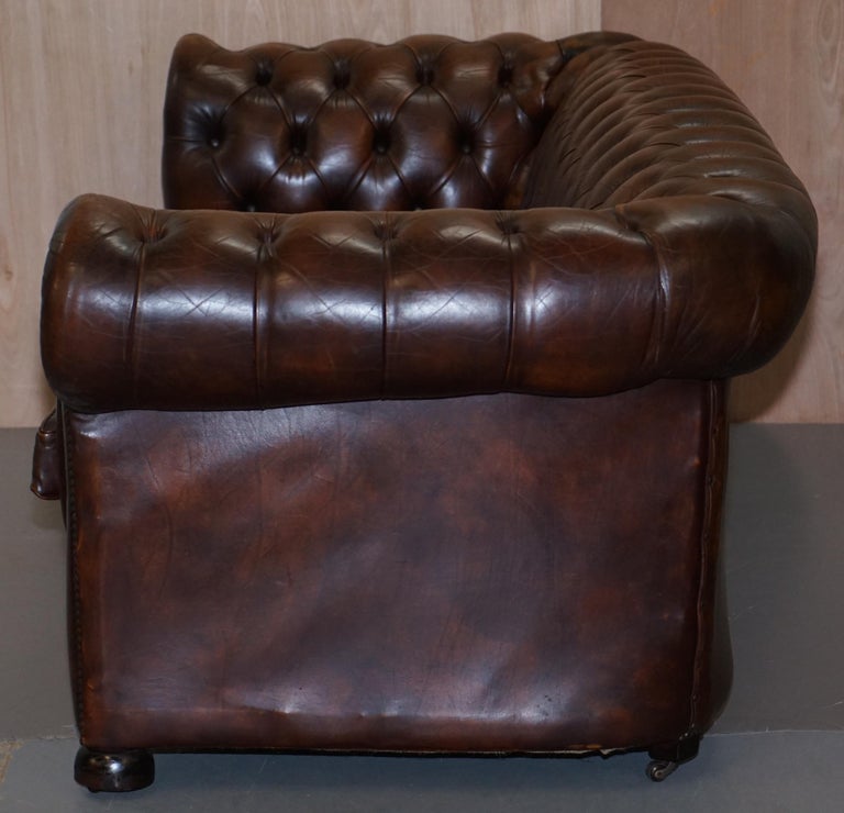 Vintage Art Deco 1920s Brown Leather Hand Dyed Coil Sprung Chesterfield ...