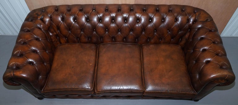 Vintage Art Deco 1920s Brown Leather Hand Dyed Coil Sprung Chesterfield ...