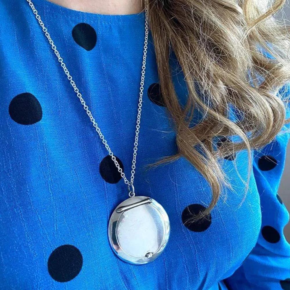Collier médaillon miroir compact Art déco vintage 1921 Bon état - En vente à London, GB