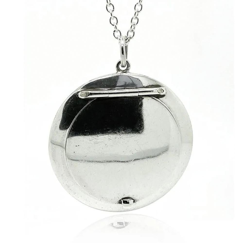 Collier médaillon miroir compact Art déco vintage 1921 en vente 3