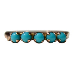 Vintage Art Deco 1930s 14 Karat Rose Gold Five-Stone Turquoise Ring