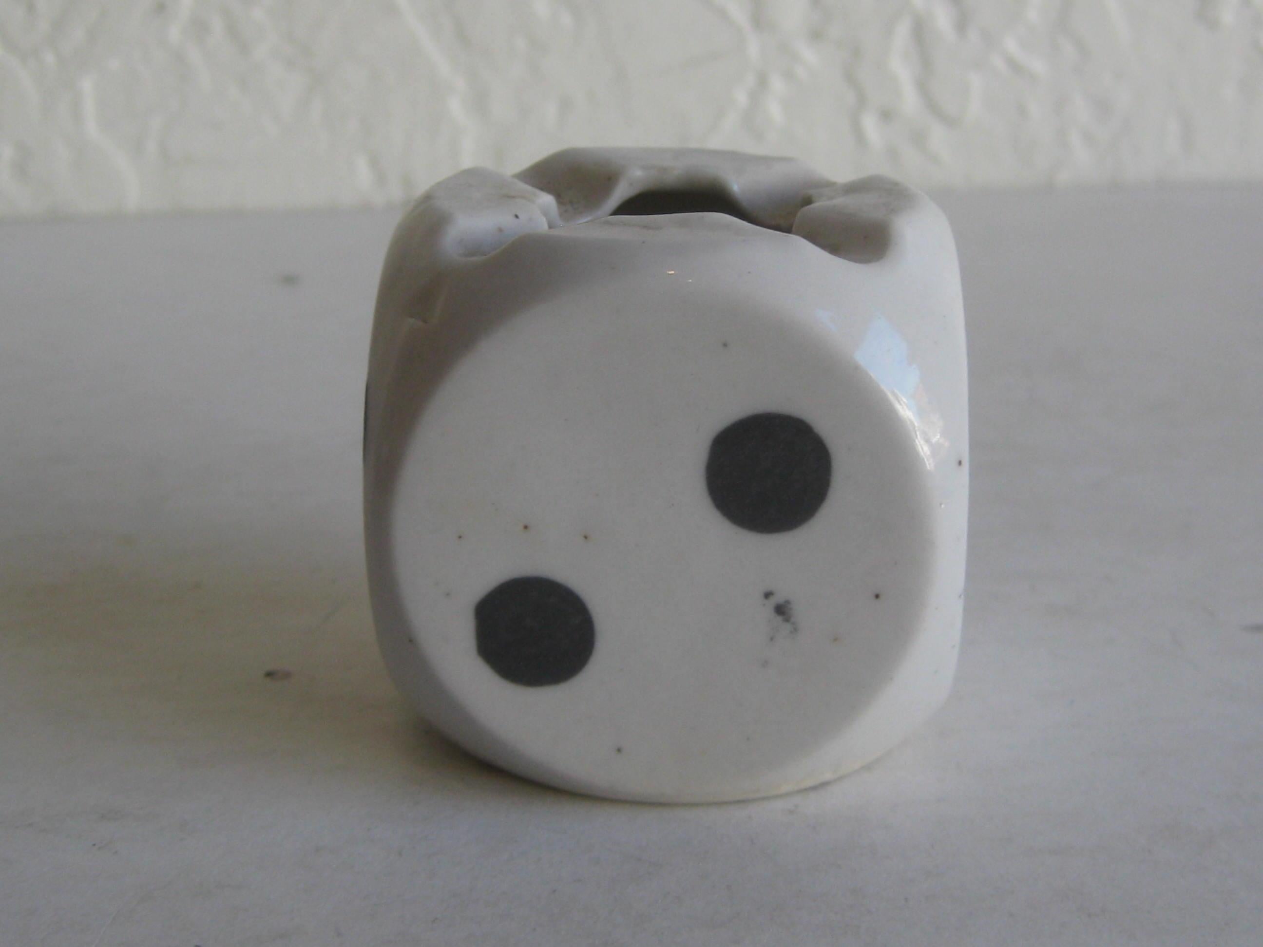 20th Century Vintage Art Deco 1930s Figural Dice Porcelain Desk Ashtray