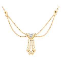 Collana vintage Art Deco 1940 con diamanti e oro giallo