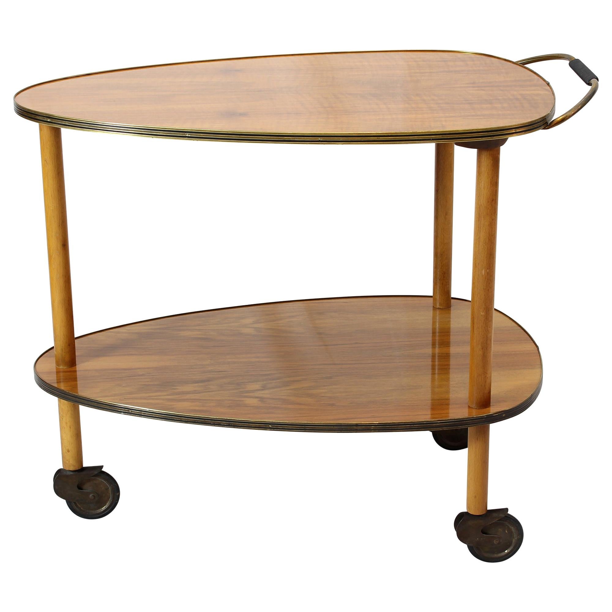 Vintage Art Deco 1950s Nutwood  Serving Cart