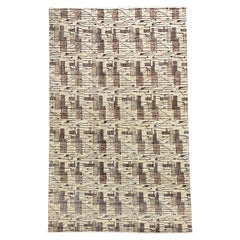 Vintage Art Deco 1950s Wool Area Rug in Dark / Light Brown