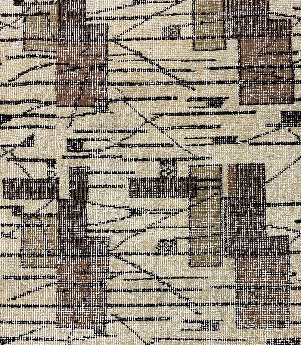 Vintage Art Deco 1950s Wolle Bereich Teppich in dunkel / Light Brown (20. Jahrhundert) im Angebot