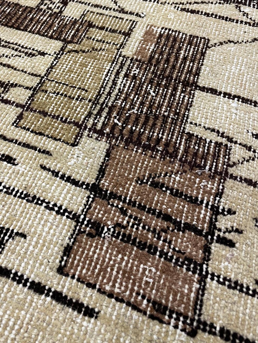Vintage Art Deco 1950s Wolle Bereich Teppich in dunkel / Light Brown im Angebot 1