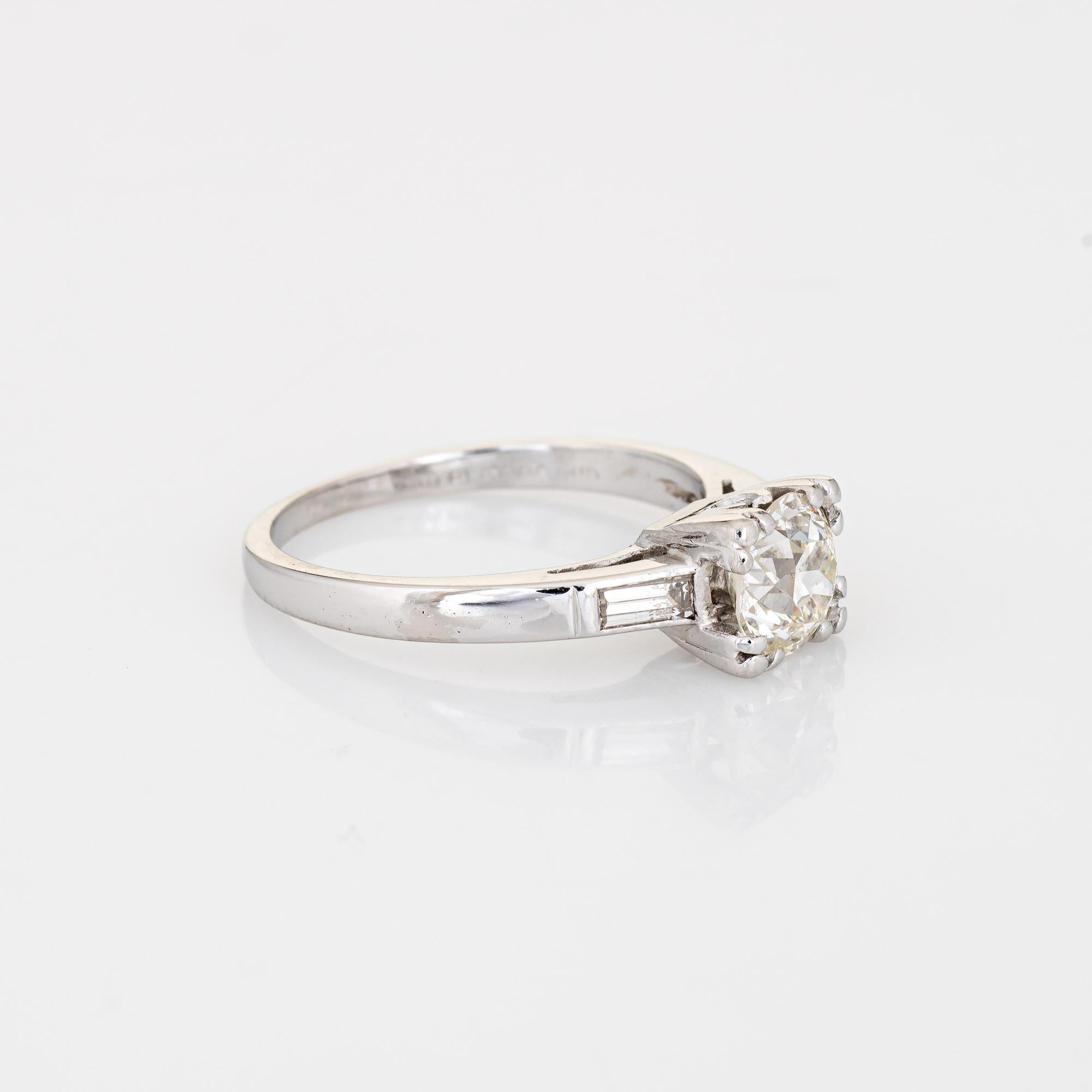 Old European Cut Vintage Art Deco 1ct Diamond Engagement Ring Platinum Estate Fine Bridal Jewelry For Sale