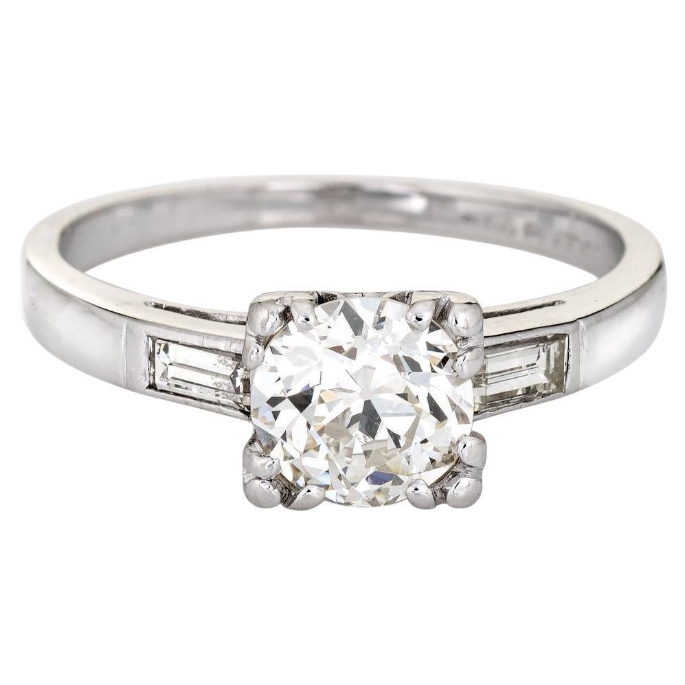 Bague de fiançailles de mariage vintage Art déco en platine avec diamants de 1 carat (succession)