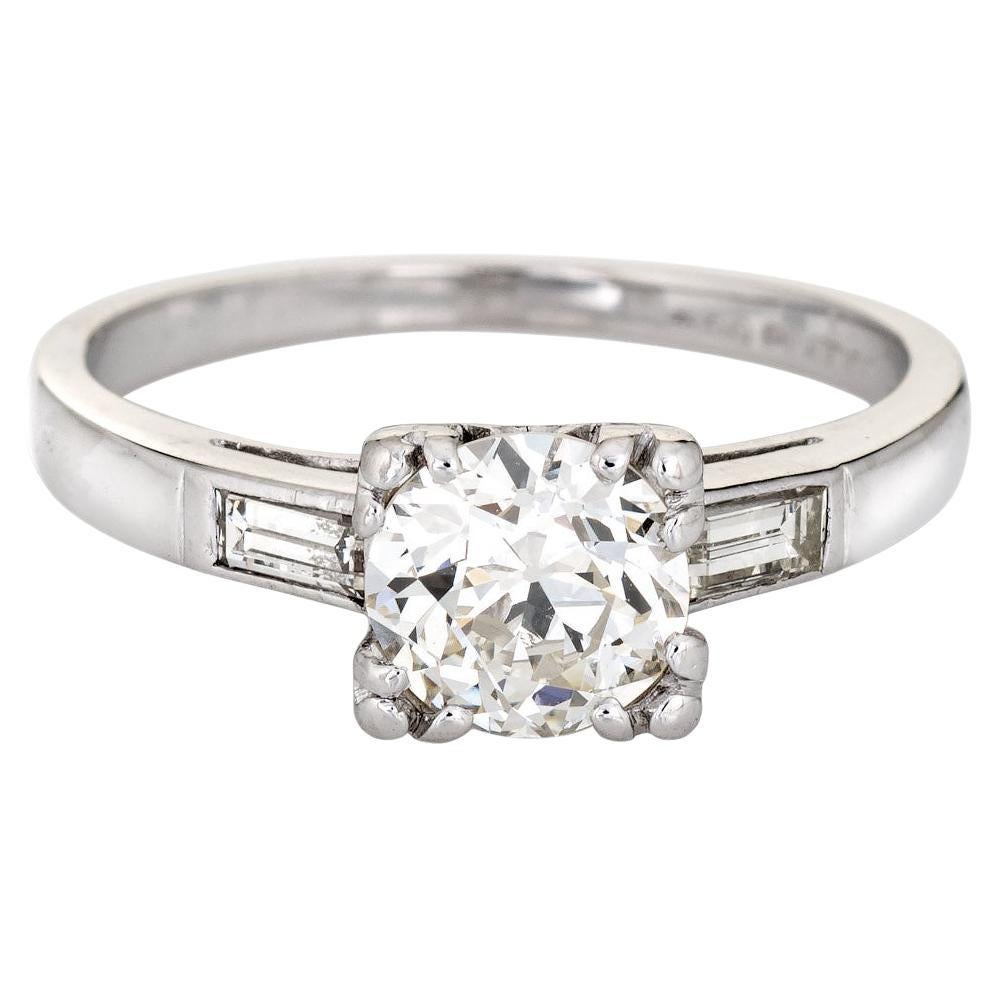 Vintage Art Deco 1ct Anillo de compromiso de diamantes Platino Estate Joyería fina de novia