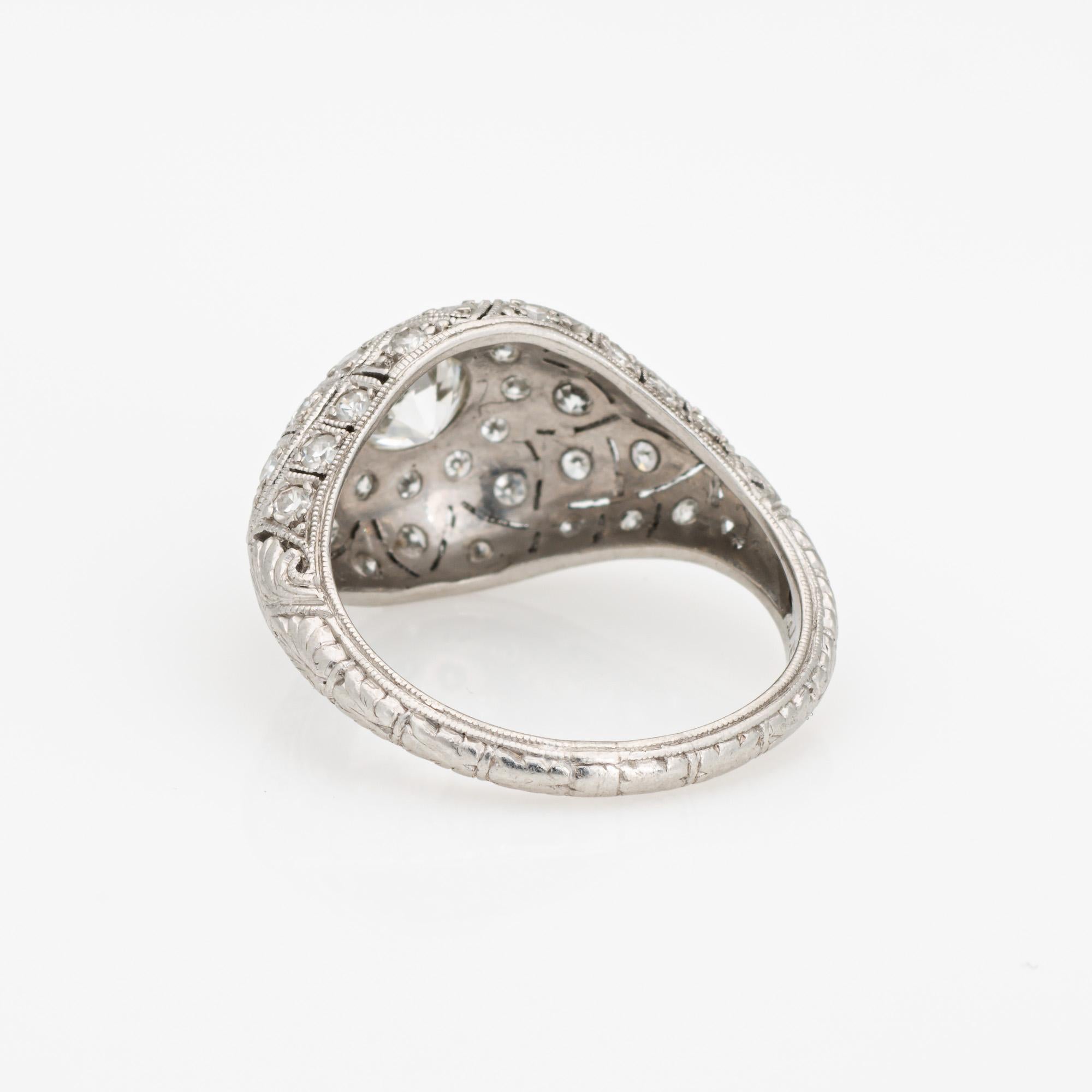Women's Vintage Art Deco 1ct Diamond Ring 5.25 Platinum Engagement Fine Bridal Jewelry For Sale